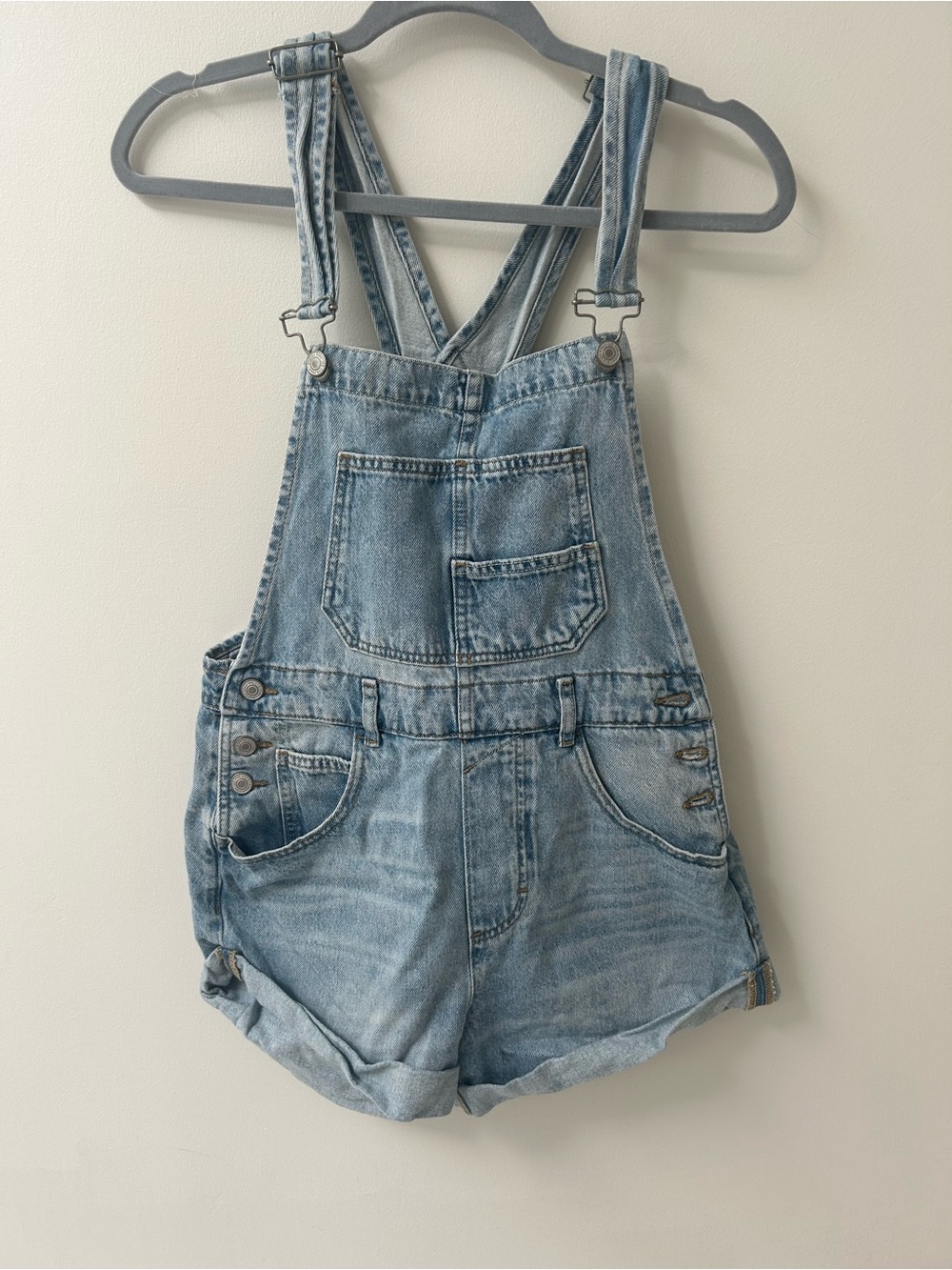 Free People Denim Short Overalls - Light Blue